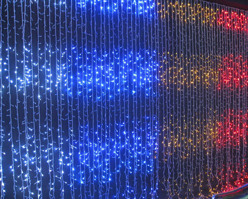 Flat emitir 220v faro led luces de Navidad al aire libre cortina aprobación CE ROHS