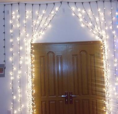 Venta caliente 110V luces de Navidad de hadas cortina resistente al agua para exteriores