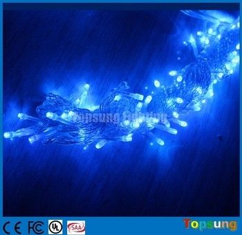 Venta caliente 220V azul 100 LED luces de la cuerda de Navidad parpadeantes 10m