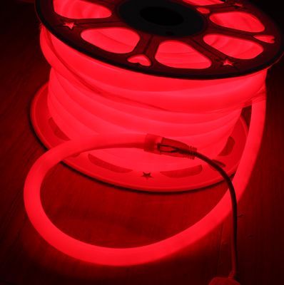 110V 220V 360 grados de brillo LED redondo flexible cuerda de neón color rojo claro