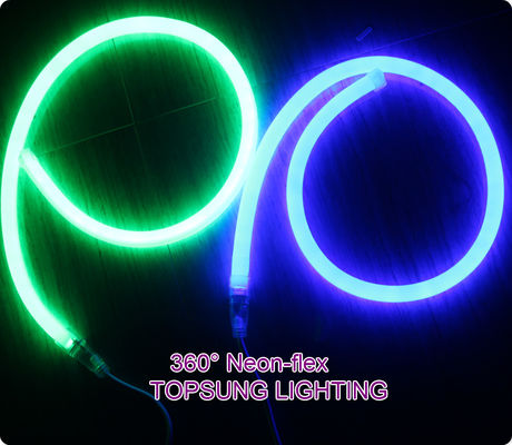 360 grados redondo LED neón flex Led neón tubo de 16 mm cuerda verde 24v