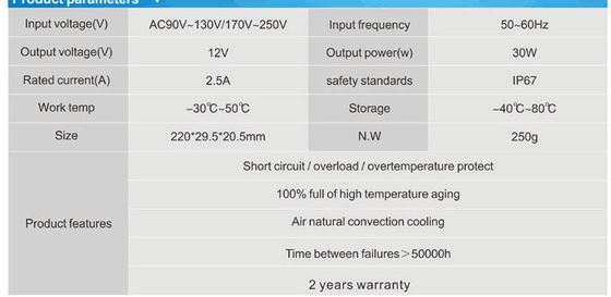 12v 30w IP67 resistente al agua Fuente de alimentación LED LED controlador CE ROHS