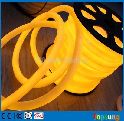Tubo LED a 360 grados, impermeable, ámbar, de 24 V, redondo, flexible, de neón, de 25 mm, de PVC, de color amarillo.