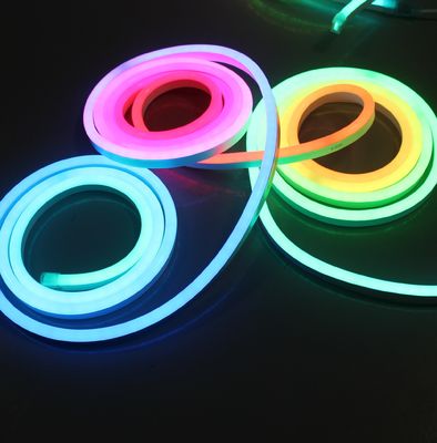 50m bobina Topsung Lighting LED neón banda de luz flexible 24v rgb neón digital 10x20mm ultra delgado de píxeles neonflex