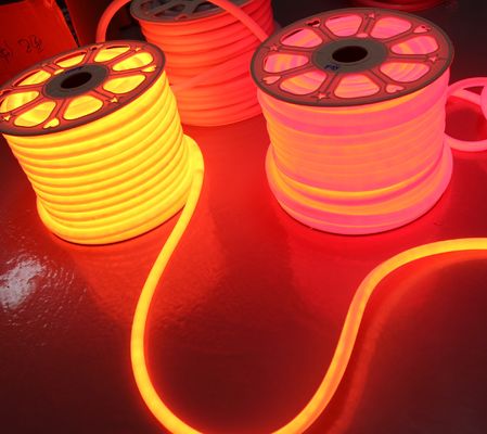 Tubo LED a 360 grados, impermeable, ámbar, de 24 V, redondo, flexible, de neón, de 25 mm, de PVC, de color amarillo.