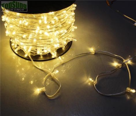 IP65 cristal blanco cálido de PVC alambre DC 12V luz de clip cuerda de luz de hadas 100m / rollo bombillas de Navidad
