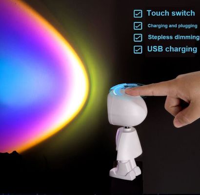 Cargador USB Robot Proyección de puesta de sol Luz Decoración de la pared del salón